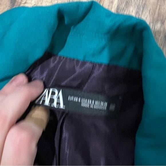 Zara Long Buttoned Blazer in Green Blue - Picture 14 of 16